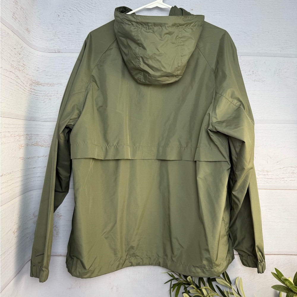 Eddie Bauer Mens Full Zip Hooded Windbreaker Jacket/Back Vent  Green Sz Small